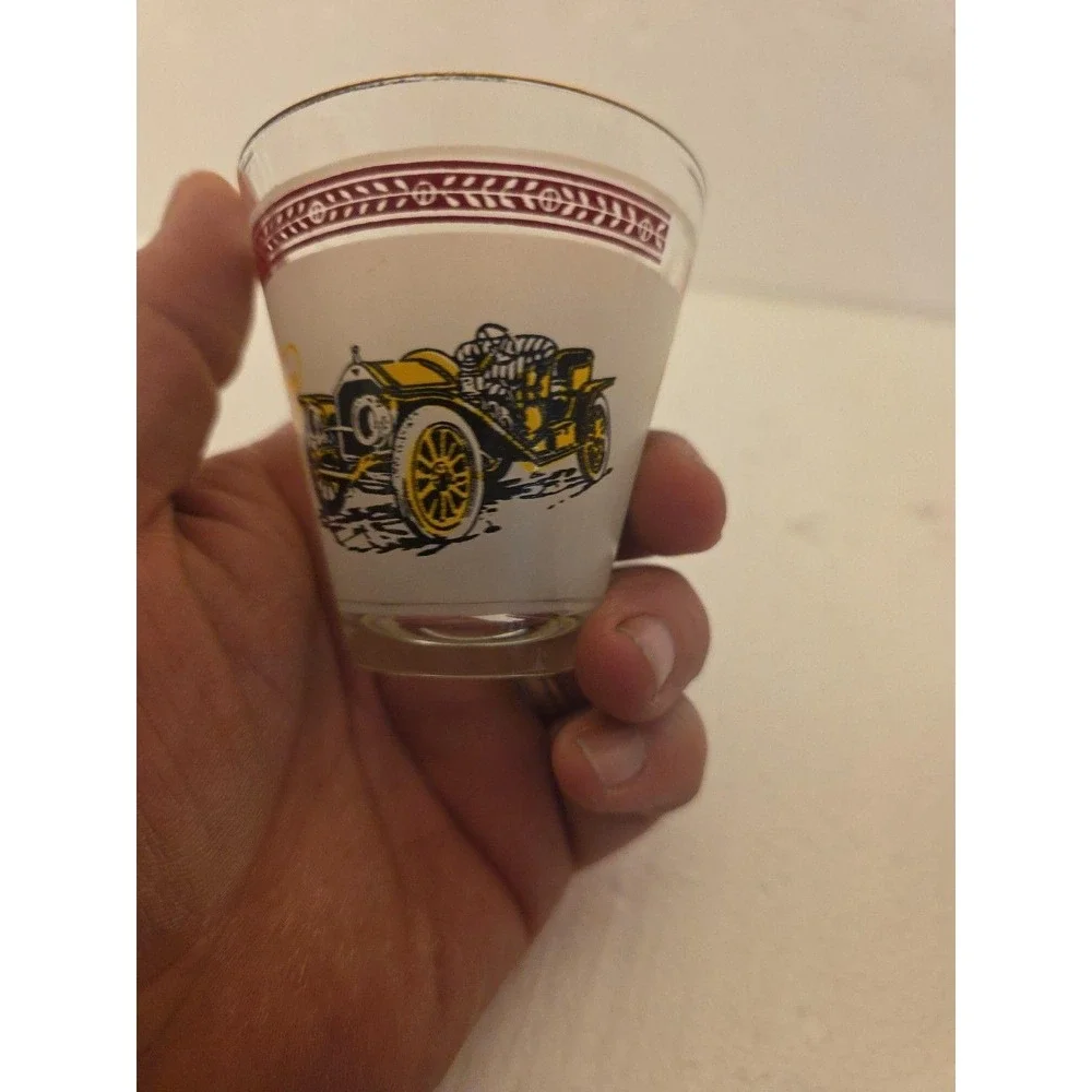 Vintage Hazel Atlas Antique Car Low Ball‎ Glasses - Set of 3